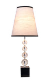 # 40131, 30 1/2" High Transitional Crystal Table Lamp, Chrome Finish with Crystal and Hardback Empire Shaped Lamp Shade in White, 12" Wide