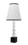 # 40131, 30 1/2" High Transitional Crystal Table Lamp, Chrome Finish with Crystal and Hardback Empire Shaped Lamp Shade in White, 12" Wide