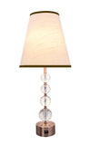 # 40132, 30" High Transitional Crystal Table Lamp, Antique Red Copper Finish with Crystal and Hardback Empire Shaped Lamp Shade in White, 12" Wide