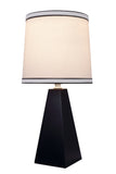# 40138, 16 1/2" High Transitional Wooden Table Lamp, Matte Black Finish and Hardback Empire Shaped Lamp Shade in Off White, 8" Wide