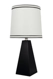 # 40138, 16 1/2" High Transitional Wooden Table Lamp, Matte Black Finish and Hardback Empire Shaped Lamp Shade in Off White, 8" Wide