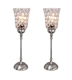 # 40139-02, Two Pack Set - 17 1/2" High Transitional Metal Table Lamp, Chrome and Beaded Acrylic Lamp Shade, 4 1/2" Wide