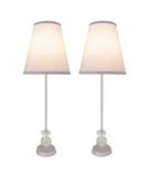 # 40152-12, Two Pack Set – 30" High Transitional Metal & Crystal Table Lamp, Chrome Finish and Hardback Empire Shaped Lamp Shade in White, 10" Wide