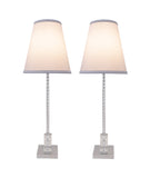 # 40156-12, Two Pack Set – 30" High Transitional Metal & Crystal Table Lamp, Chrome Finish and Hardback Empire Shaped Lamp Shade in Off White, 10" Wide