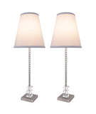 # 40156-22, Two Pack Set – 30" High Transitional Metal & Crystal Table Lamp, Pewter Finish and Hardback Empire Shaped Lamp Shade in Off White, 10" Wide