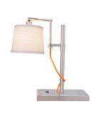 # 40157-11, 15" High Transitional Metal Task Lamp, Brushed Nickel Finish with Linen Fabric Lamp Shade, 6" wide