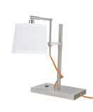 # 40157-11, 15" High Transitional Metal Task Lamp, Brushed Nickel Finish with Linen Fabric Lamp Shade, 6" wide