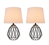# 40158-12, Two Pack Set – 22" High Transitional Metal Wire Table Lamp, Matte Black Finish and Empire Shaped Lamp Shade in Cream, 12 1/2" Wide