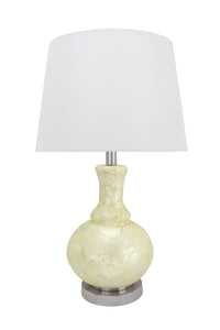 # 40164-11, 26" High Transitional Shell Table Lamp with Hardback Empire Lamp Shade in White, 14" wide