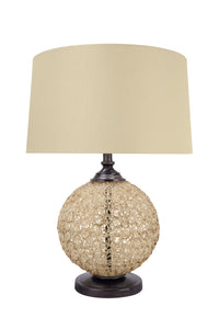 # 40165-11, 27" High Transitional Metal & Plastic Table Lamp in Bronze with Hardback Empire Lamp Shade in White, 18" wide