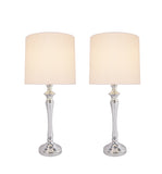 # 40166-12, Two Pack Set – 30-1/2" High Transitional Metal Table Lamp, Chrome Finish and Drum Shaped Lamp Shade in White, 12" Wide