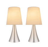 # 40173-12, Two Pack Set – 12" High Transitional Metal Accent Table Lamp, Satin Nickel Finish and Empire Shaped Lamp Shade in White, 6" Wide