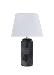 # 40176-11, 23 1/2" High Transitional Glass Table Lamp, Black Finish and Empire Shaped Lamp Shade in White, 14" Wide