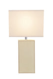 # 40177-11, 21-1/4" High Transitional Ivory Faux Leather Table lamp and Hardback Rectangular Shaped Lamp Shade in Off White, 11" Wide