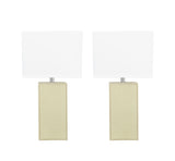 # 40177-12, Two Pack Set - 21-1/4" High Transitional Ivory Faux Leather Table lamp and Hardback Rectangular Shaped Lamp Shade in Off White, 11" Wide