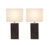 # 40178-12, Two Pack Set - 21-1/4" High Transitional Brown Faux Leather Table lamp and Hardback Rectangular Shaped Lamp Shade in Off White, 11" Wide