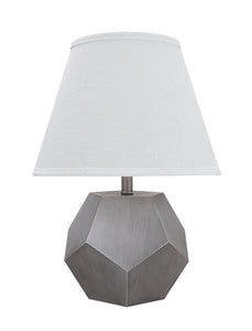 # 40179-11, 17" High Transitional Metal Table Lamp, Painted Finish and Hardback Empire Shaped Lamp Shade in Off White, 12" Wide