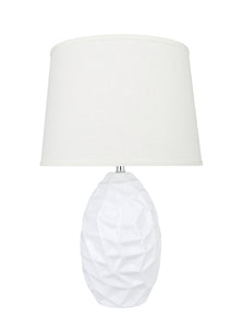 # 40180-11, 21-1/2" High Transitional Ceramic Table Lamp, White and Hardback Empire Shaped Lamp Shade in Beige, 13" Wide