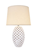# 40181-11, 22" High Transitional Ceramic Table Lamp, Beige and Hardback Empire Shaped Lamp Shade in Beige, 13" Wide