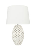 # 40181-11, 22" High Transitional Ceramic Table Lamp, Beige and Hardback Empire Shaped Lamp Shade in Beige, 13" Wide