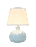 # 40182-11, 14-1/2" High Transitional Ceramic Table Lamp, Mint and Hardback Empire Shaped Lamp Shade in White, 10" Wide