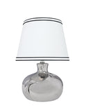 # 40182-21, 14-1/2" High Transitional Ceramic Table Lamp, Plated Nickel and Hardback Empire Shaped Lamp Shade in White, 10" Wide
