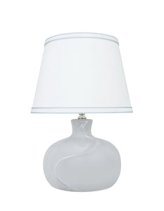 # 40182-31, 14-1/2" High Transitional Ceramic Table Lamp, White and Hardback Empire Shaped Lamp Shade in White, 10" Wide