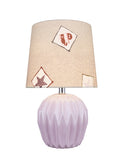 # 40183-11, 14-1/4" High Transitional Ceramic Table Lamp, Light Purple and Hardback Empire Shaped Lamp Shade in Light Blue, 8" Wide