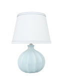 # 40184-11, 15" High Transitional Ceramic Table Lamp, Light Blue and Hardback Empire Shaped Lamp Shade in White, 10" Wide