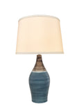 # 40185-11, 27-1/2" High Transitional Ceramic Table Lamp, Brown & Blue and Hardback Empire Shaped Lamp Shade in White, 15-1/2" Wide