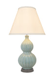 # 40186-11, 25" High Transitional Ceramic Table Lamp, Light Blue and Hardback Empire Shaped Lamp Shade in White, 14" Wide
