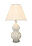 # 40186-31, 25" High Transitional Ceramic Table Lamp, Sand and Hardback Empire Shaped Lamp Shade in White, 14" Wide