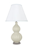 # 40186-31, 25" High Transitional Ceramic Table Lamp, Sand and Hardback Empire Shaped Lamp Shade in White, 14" Wide