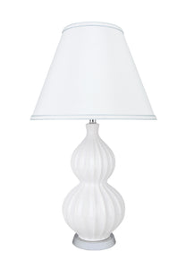 # 40186-41, 25" High Transitional Ceramic Table Lamp, White and Hardback Empire Shaped Lamp Shade in White, 14" Wide