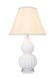 # 40186-41, 25" High Transitional Ceramic Table Lamp, White and Hardback Empire Shaped Lamp Shade in White, 14" Wide