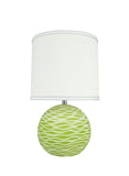 # 40189-11, 19-1/2" High Transitional Ceramic Table Lamp, Light Green and Hardback Drum Shaped Lamp Shade in White, 11" Wide