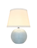 # 40193-11, 15" High Transitional Ceramic Table Lamp, Green/Blue and Hardback Empire Shaped Lamp Shade in White, 10" Wide