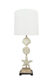 # 40196-11, 32" High Transitional Metal & Resin Table Lamp, Antique Ivory and Hardback Drum Shaped Lamp Shade in White, 12" Wide
