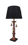 # 40197-11, 33" High Transitional Metal & Resin Table Lamp, Antique Red & Gold and Empire Shaped Lamp Shade in Black, 15" Wide