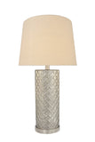 # 40200-11, 28-1/2" High Transitional Glass Table Lamp, Mercury and Hardback Empire Shaped Lamp Shade in Beige, 15" Wide