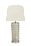 # 40200-11, 28-1/2" High Transitional Glass Table Lamp, Mercury and Hardback Empire Shaped Lamp Shade in Beige, 15" Wide