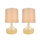# 40204-12, Two Pack, 19" High Transitional Glass Table Lamp, Amber and Hardback Drum Shaped Lamp Shade in Natural, 10" Wide