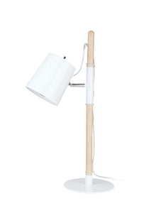 # 40205-11, 21-3/4" High Transitional Metal & Wood Desk Lamp, White Finish with Metal Lamp Shade, 7" wide