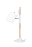 # 40205-11, 21-3/4" High Transitional Metal & Wood Desk Lamp, White Finish with Metal Lamp Shade, 7" wide