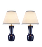 # 40208-12, Two Pack, 21" High Transitional Ceramic Table Lamp, Hardback Empire Shaped Lamp Shade in Off White, 12.5" Wide