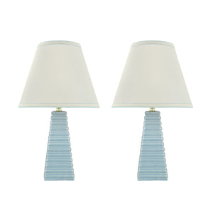 # 40209-22, Two Pack, 18-1/2" High Transitional Ceramic Table Lamp, Hardback Empire Shaped Lamp Shade in Off White, 11" Wide