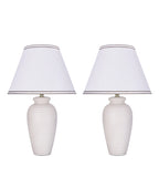 # 40210-12, Two Pack, 22" High Transitional Ceramic Table Lamp, Hardback Empire Shaped Lamp Shade in Off White, 14" Wide
