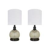 # 40211-12, Two Pack, 22" High Transitional Glass Table Lamp, Mercury and Hardback Drum Shaped Lamp Shade in Off White, 10" Wide
