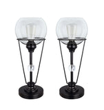 # 40212-12, Two Pack, 18-1/4" High Transitional Metal & Glass Table Lamp, Matte Black and Clear Glass Shade, 7-1/4" Wide