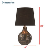 # 40213-11, 26" High Transitional Metal Table Lamp, Antique Brass Finish and Empire Shaped Lamp Shade in Black, 14" Wide